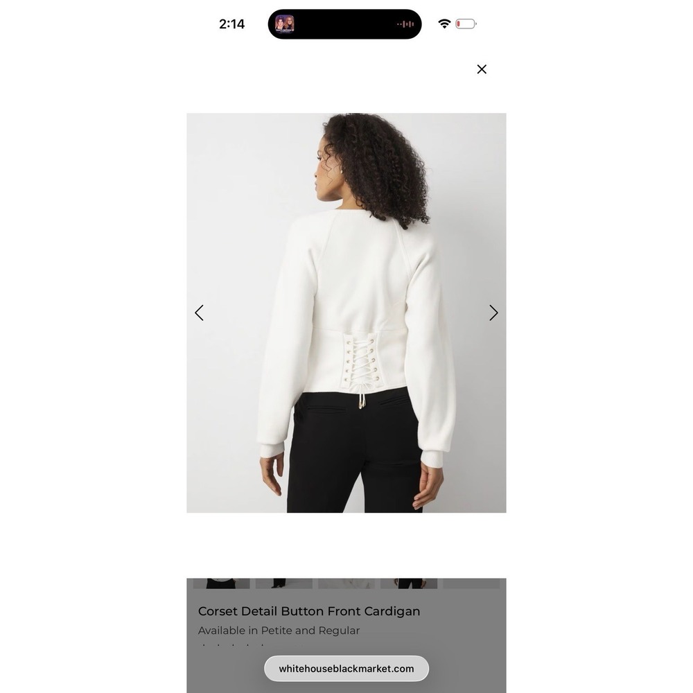 White House Black Market Cardigan Sweater NWT‎ Style Corset Detail White XL $165 - Picture 13 of 13